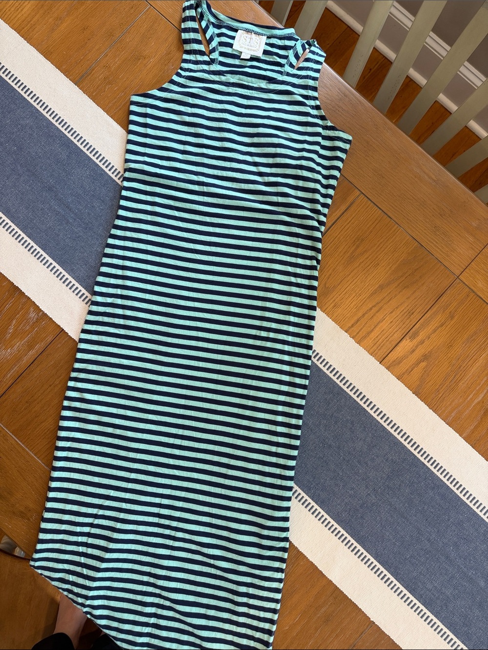 Sail to Sable Mint & Navy Striped Racerback Dress